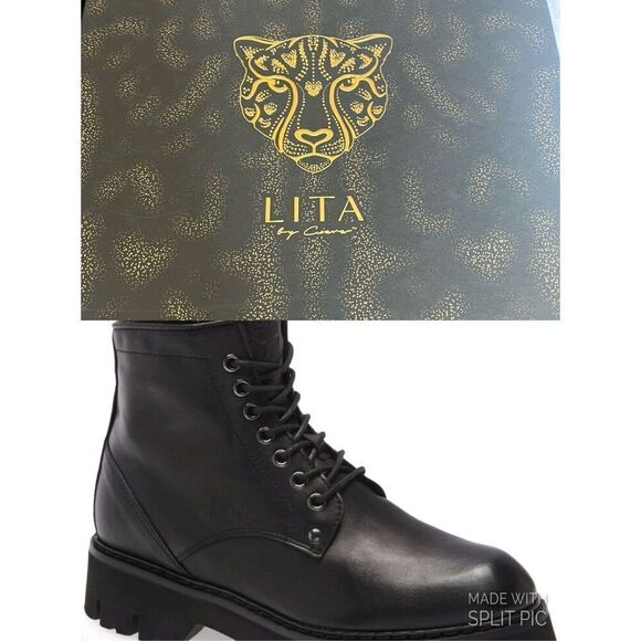 LITA by Ciara Hearted Combat Lace up Leather Boots - Picture 1 of 8